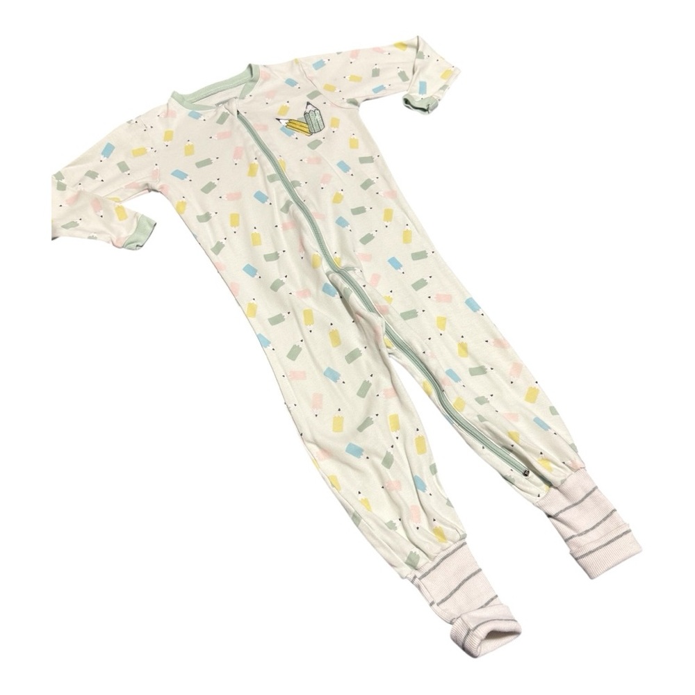 Tuffy Footless Pyjamas Sleeper 24 Months Fold Over Cuffs Colourful Pencil Design